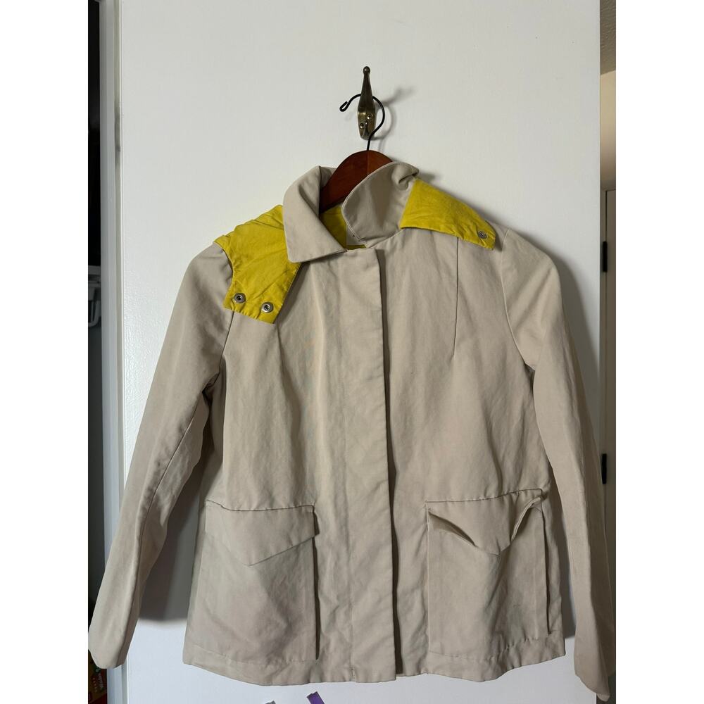 Zara Girls Hooded Trench Coat Yellow Lining size 11/12